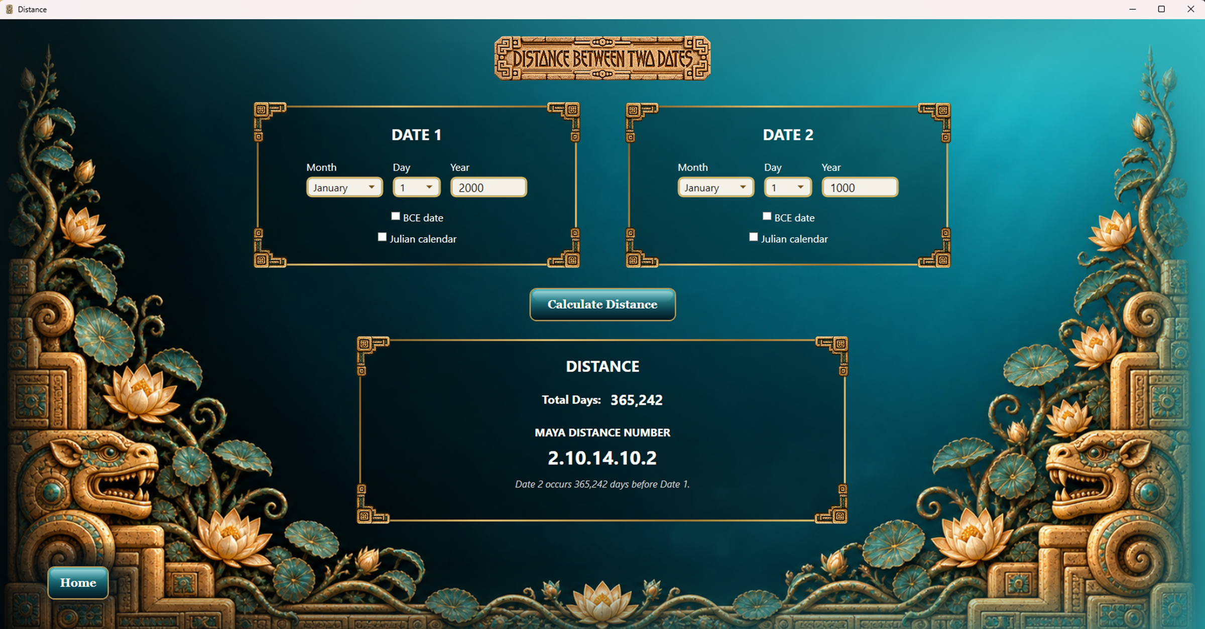 SunStone - Distance Between Two Dates Screen