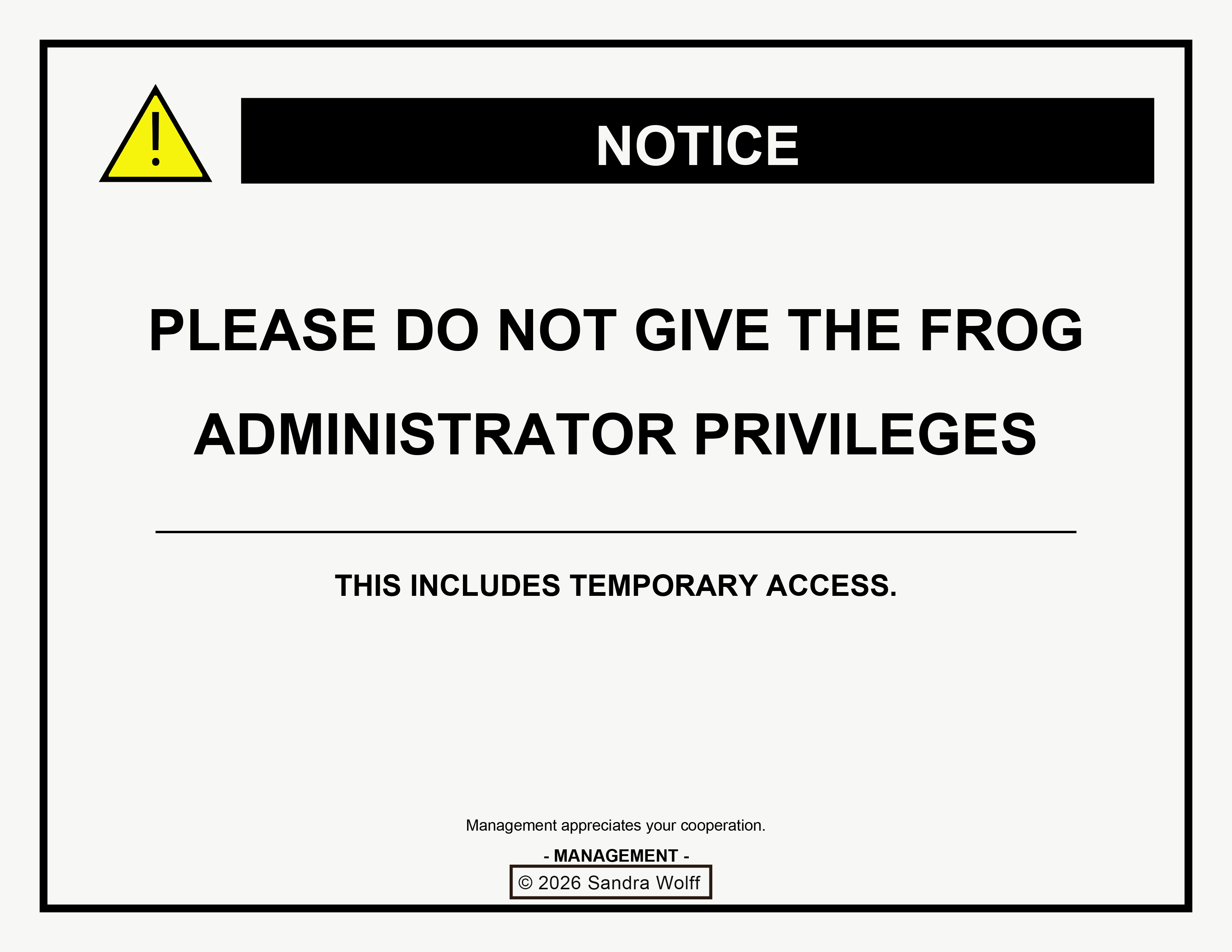 FROG ADMIN PRIVILEGES